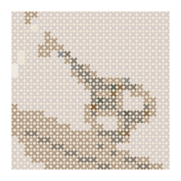 counted cross-stitch chart preview of small silver embroidery scissors on cream fabric with a simplified color palette.