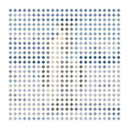 diamond-drill chart preview of an emperor penguin standing on pale sea ice with a simplified color palette.
