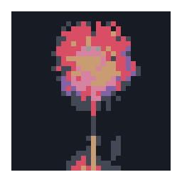 editable pixel-art conversion preview of bright fireworks above a calm waterfront at night with a simplified color palette.