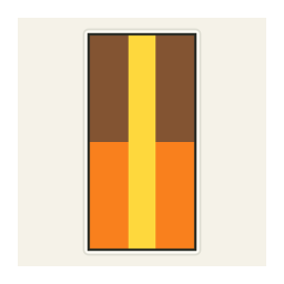 Orange Minecraft banner with brown upper half and yellow center stripe.