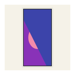 Purple Minecraft banner with a pink circle and blue diagonal.