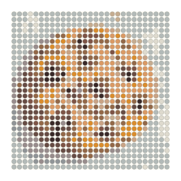 Perler bead-pattern preview preview of a round chocolate-chip cookie on parchment with a simplified color palette.