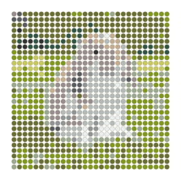 Perler bead-pattern preview preview of a small lop-eared rabbit sitting on grass with a simplified color palette.