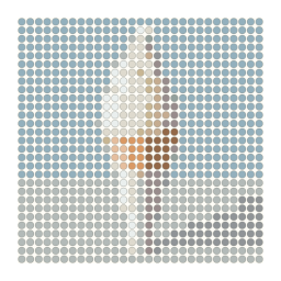 Perler bead-pattern preview preview of a vanilla soft-serve cone in a simple paper wrapper with a simplified color palette.