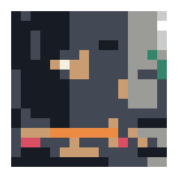 pixel-art grid preview of an adjustable brass lamp on a walnut writing desk with a simplified color palette.